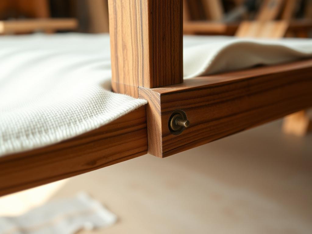 Mortise and tenon joinery on a solid walnut sofa frame